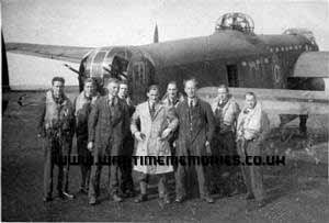 12 Squadron: Lancaster PH-U  Back Row: Sgt A. Evans, F/S S. Dunshea, F/S M. Pritchett, Sgt E. Brooks, Sgt H. Binder, F/S F. Kauter.  Front Row: Ground Crew (names unknown)  Photo taken by F/S M. Brown (pilot)